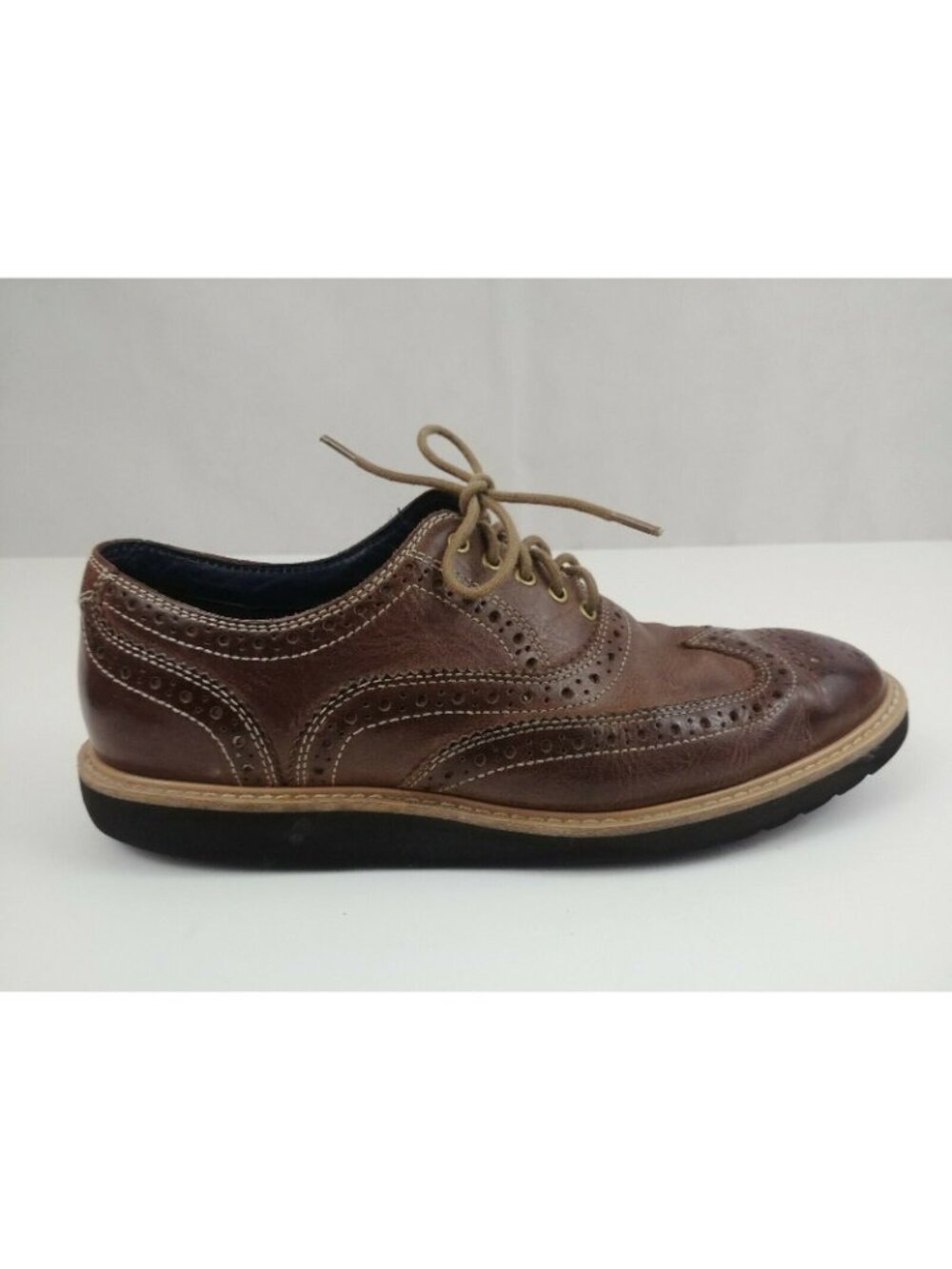 Cole Haan Mens Brown Leather Wingtip Casual Oxford Shoes C11824 US Size 8 1/2 M - Picture 7 of 8
